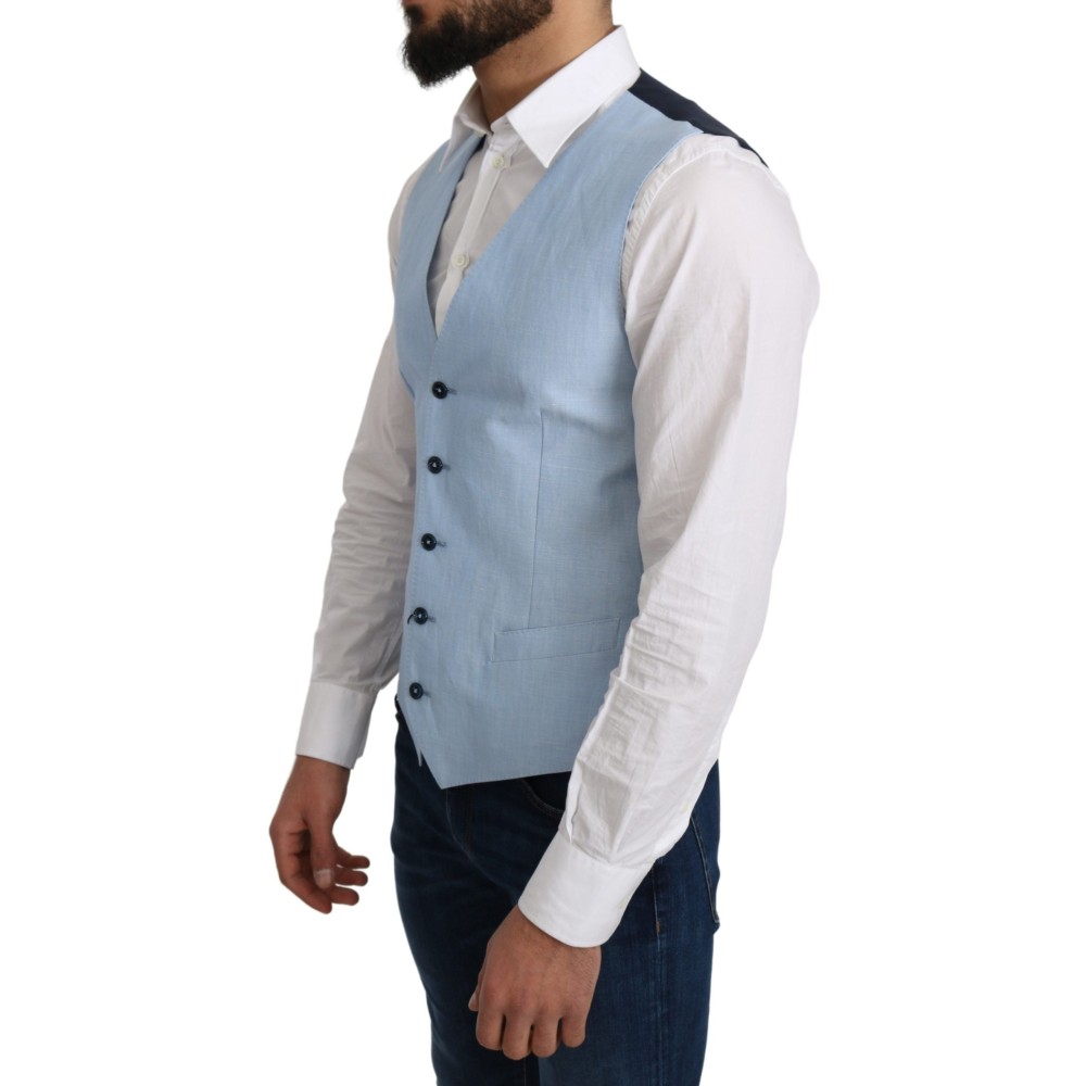 Dolce & Gabbana Elegante Azurblaue Herrenweste für den formellen Anlass