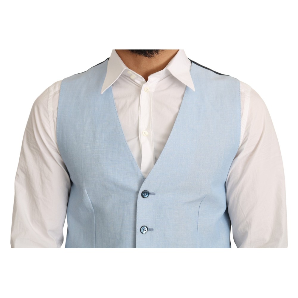 Dolce & Gabbana Elegante Azurblaue Herrenweste für den formellen Anlass