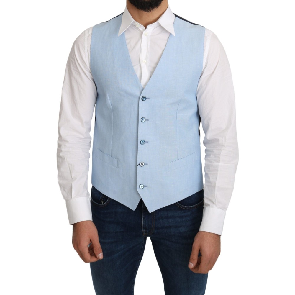 Dolce & Gabbana Elegante Azurblaue Herrenweste für den formellen Anlass