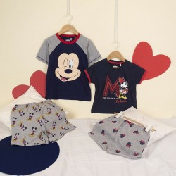 Sommer-Schlafanzug Minnie Mouse Dunkelblau Grau