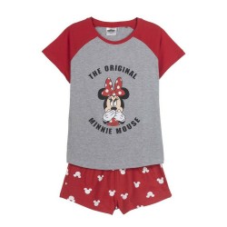 Pyjama D'Été Minnie Mouse Rouge Femme Gris