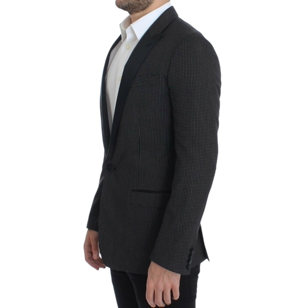 Dolce & Gabbana Eleganter schwarzer gepunkteter Blazer in schmaler Passform