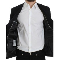 Dolce & Gabbana Eleganter schwarzer gepunkteter Blazer in schmaler Passform