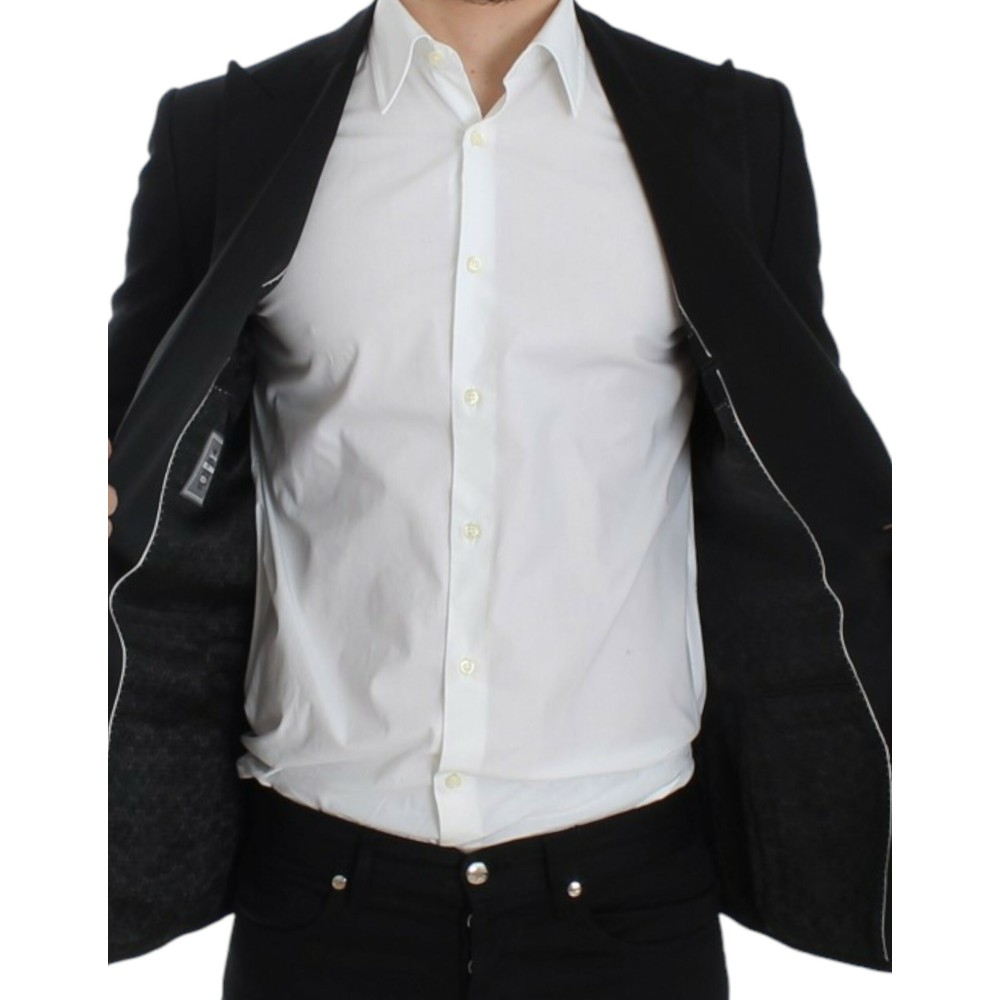 Dolce & Gabbana Eleganter schwarzer gepunkteter Blazer in schmaler Passform