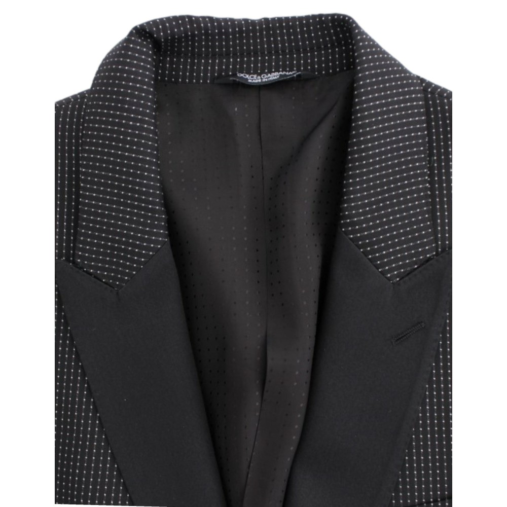 Dolce & Gabbana Eleganter schwarzer gepunkteter Blazer in schmaler Passform