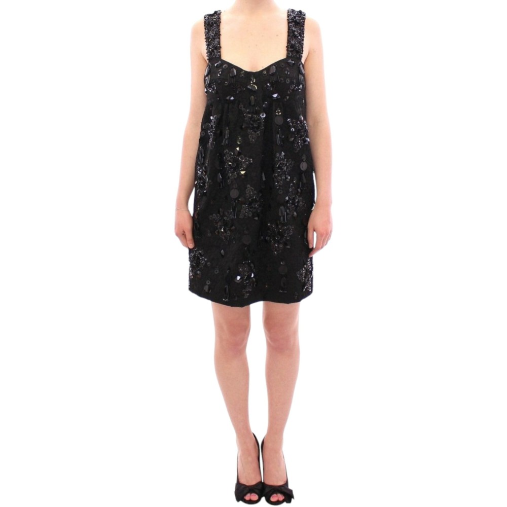 Dolce & Gabbana Elegantes, paillettenbesetztes, florales Mini-Shiftkleid