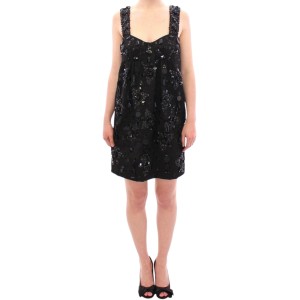 Dolce & Gabbana Elegantes, paillettenbesetztes, florales Mini-Shiftkleid