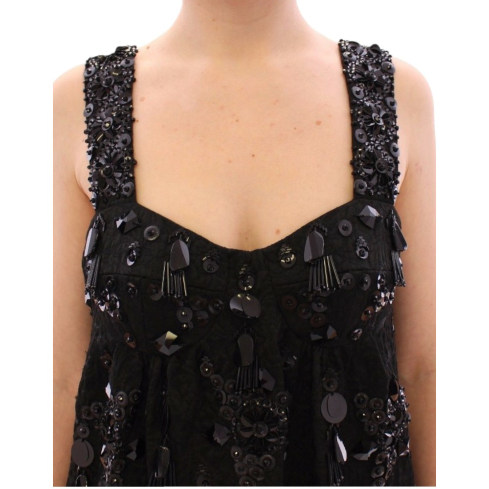 Dolce & Gabbana Elegantes, paillettenbesetztes, florales Mini-Shiftkleid