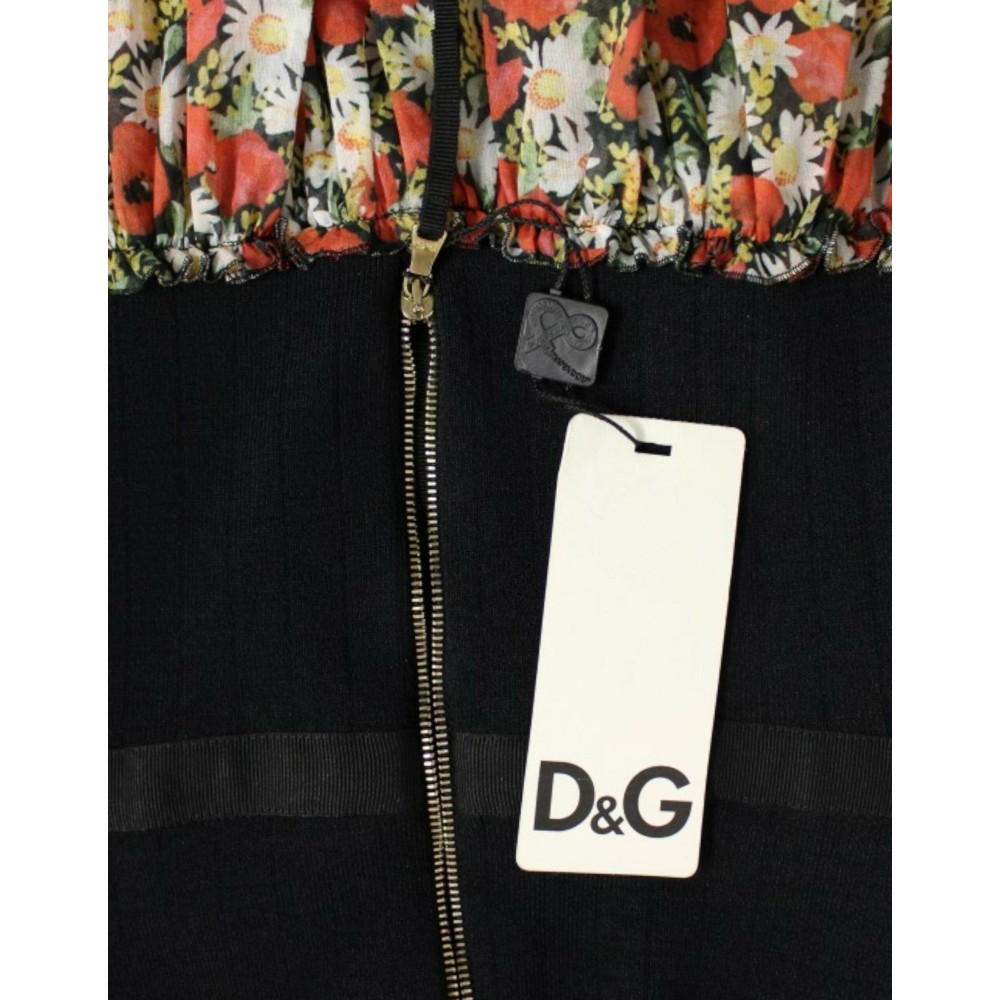 Dolce & Gabbana Elegantes florales Bubble-Kleid mit Rollkragen