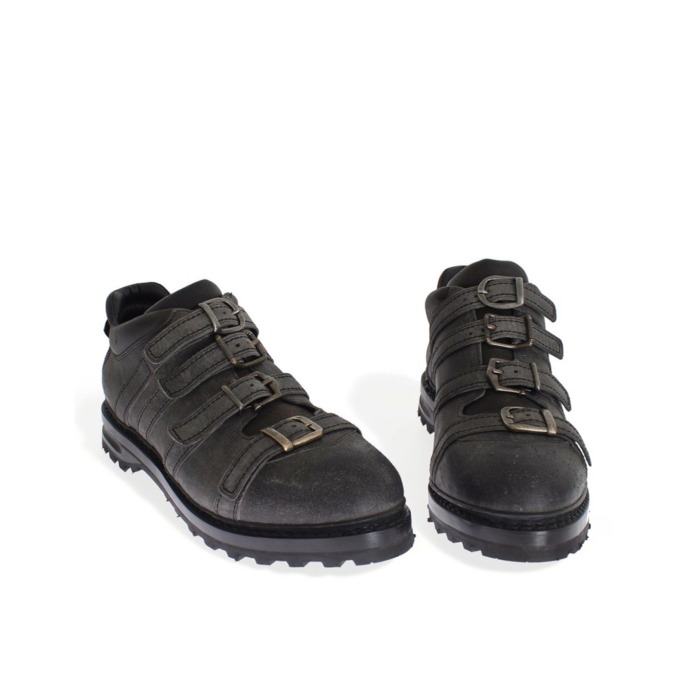 Dolce & Gabbana Elegante graue Lederstiefeletten