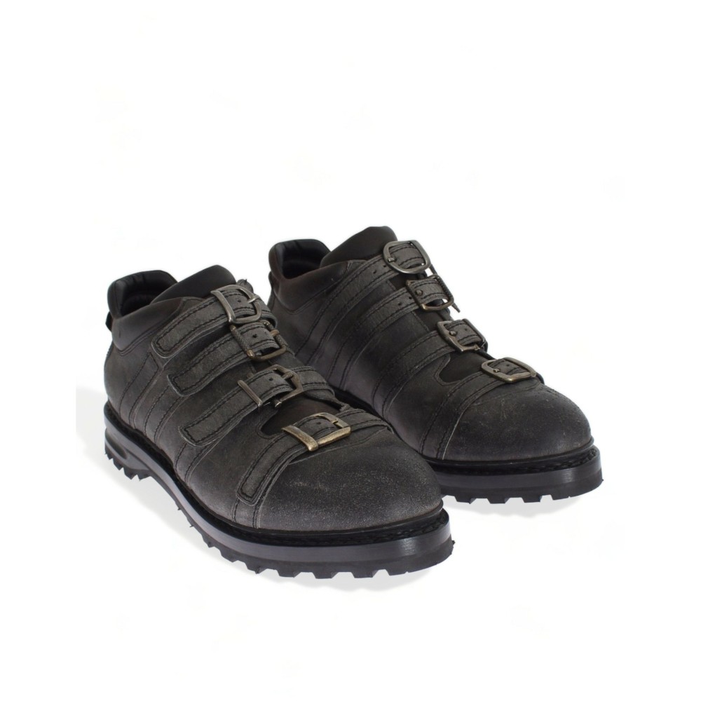 Dolce & Gabbana Elegante graue Lederstiefeletten