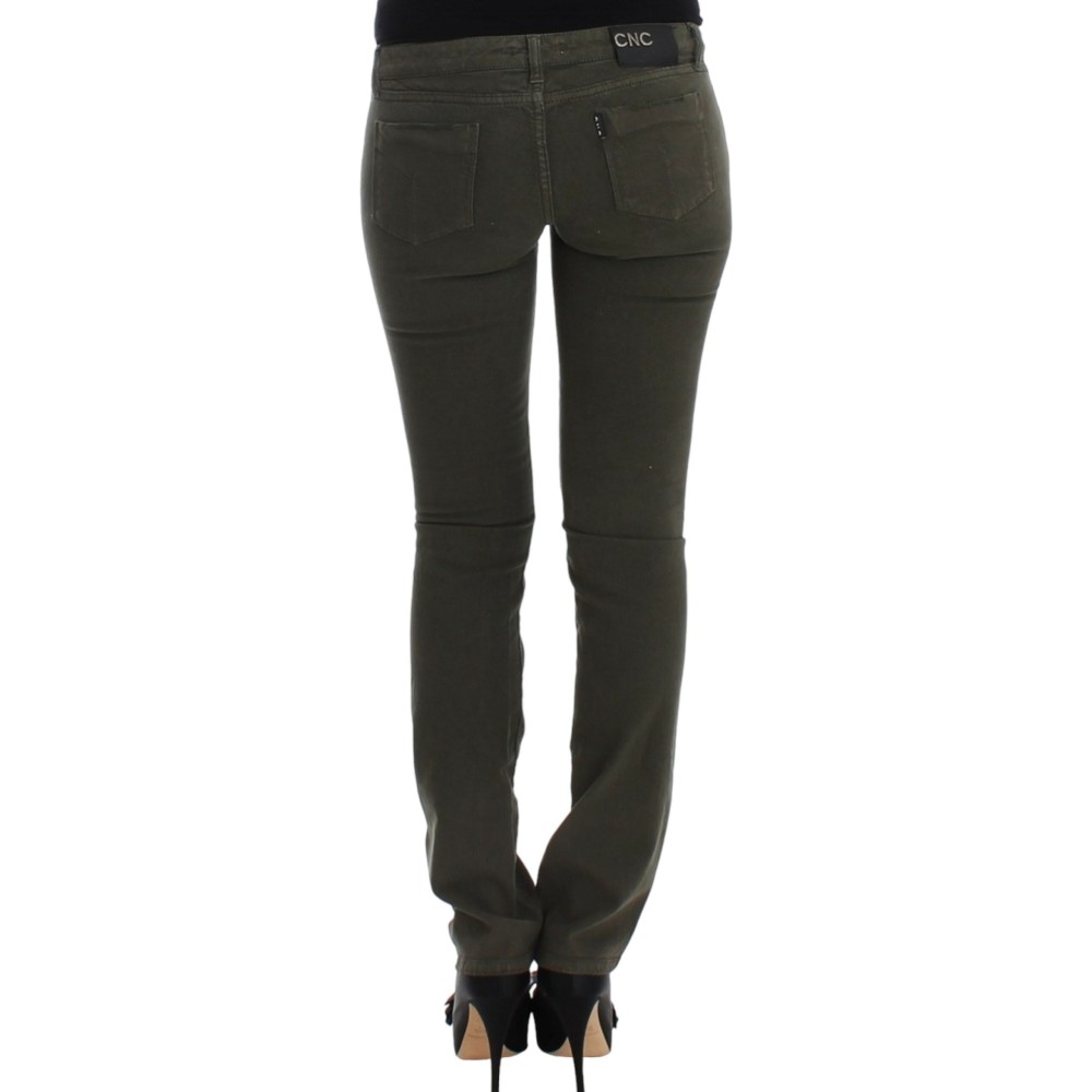 Costume National Glatte graue Straight Leg Distressed Jeans