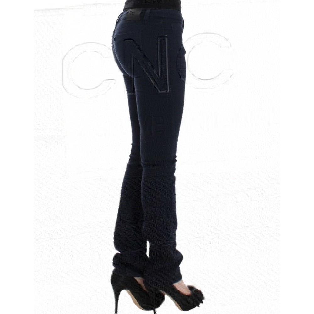 Costume National Glatte graue Straight Leg Distressed Jeans