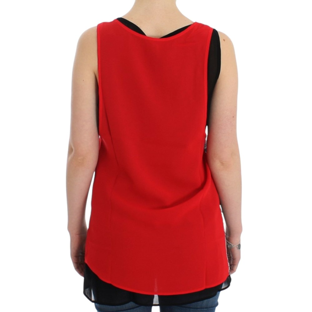 Costume National Elegantes ärmelloses Top in Schwarz und Rot