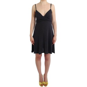 Costume National Schickes graues knielanges Spaghetti-Träger-Kleid