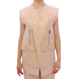 Zeyneptosun Exquisite Beige Brokat ärmellose Jacke Weste