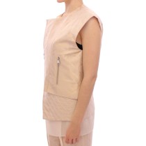 Zeyneptosun Exquisite Beige Brokat ärmellose Jacke Weste