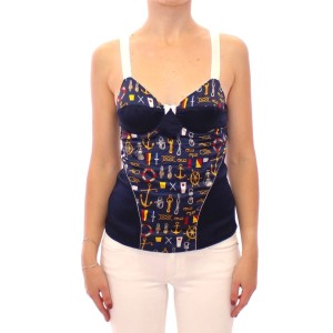 Dolce & Gabbana Blaues Seemannsmotiv Stretch-Top