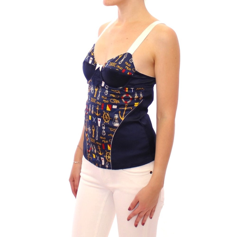 Dolce & Gabbana Blaues Seemannsmotiv Stretch-Top