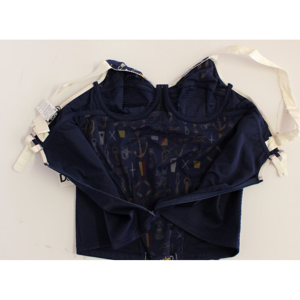 Dolce & Gabbana Blaues Seemannsmotiv Stretch-Top