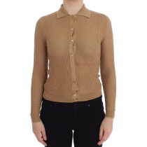 Dolce & Gabbana Beige gestrickter Baumwoll-Polo-Strickpullover