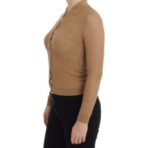 Dolce & Gabbana Beige gestrickter Baumwoll-Polo-Strickpullover
