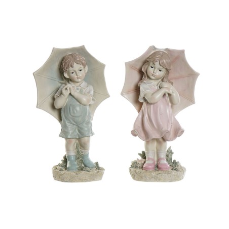 Decorative Figure DKD Home Decor 28 x 20 x 48,5 cm Blue Pink Children (2 Units)