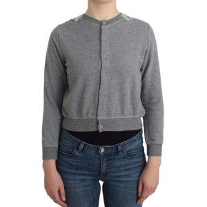 Ermanno Scervino Schicke graue kurze Strickjacke aus Baumwollmischung