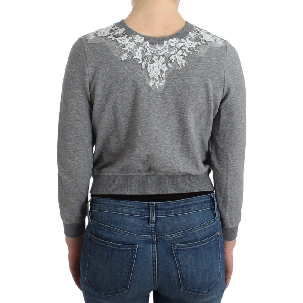 Ermanno Scervino Schicke graue kurze Strickjacke aus Baumwollmischung