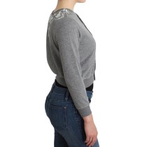 Ermanno Scervino Schicke graue kurze Strickjacke aus Baumwollmischung
