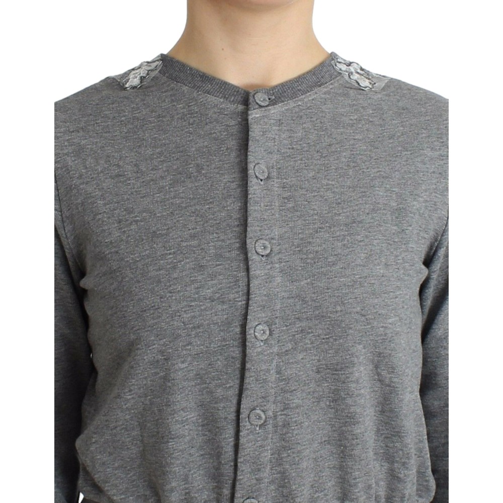 Ermanno Scervino Schicke graue kurze Strickjacke aus Baumwollmischung