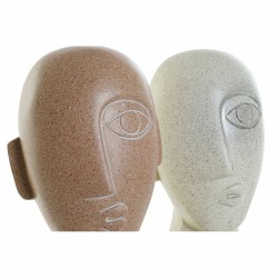 Decorative Figure DKD Home Decor Beige Terracotta Face 14,5 x 10,5 x 27,5 cm (2 Units)