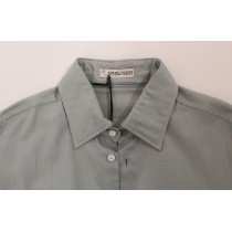Ermanno Scervino Elegance Unleashed Graues lässiges Hemd mit Knopfleiste