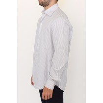 Ermanno Scervino Elegantes weiß-grau gestreiftes Baumwollhemd