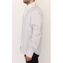 Ermanno Scervino Elegantes weiß-grau gestreiftes Baumwollhemd
