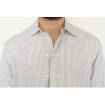 Ermanno Scervino Elegantes weiß-grau gestreiftes Baumwollhemd