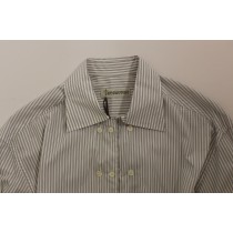 Ermanno Scervino Elegantes weiß-grau gestreiftes Baumwollhemd