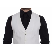 Dolce & Gabbana Elegantes Weißes Baumwoll-Seiden-Kleid Weste