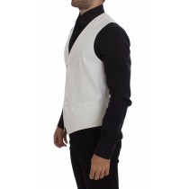 Dolce & Gabbana Elegantes Weißes Baumwoll-Seiden-Kleid Weste