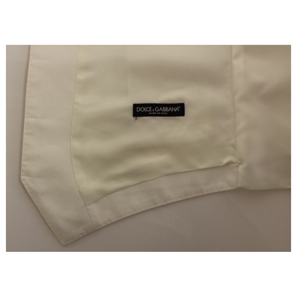 Dolce & Gabbana Elegantes Weißes Baumwoll-Seiden-Kleid Weste