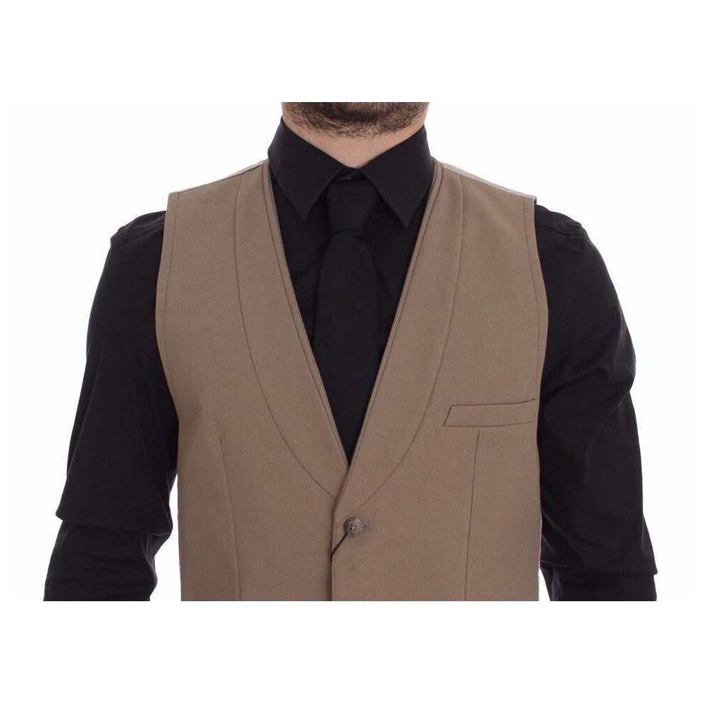 Dolce & Gabbana Elegante beigefarbene Baumwollweste - Slim Fit