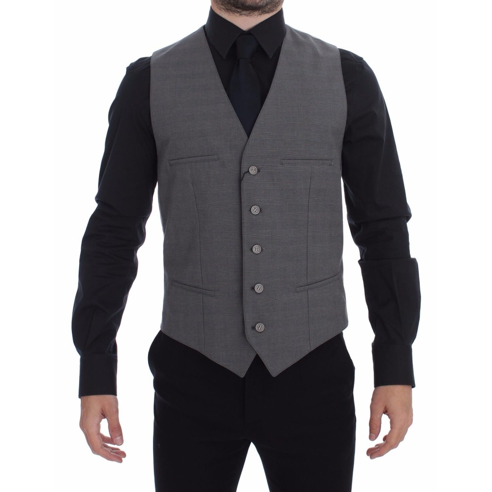 Dolce & Gabbana Elegante Graue Slim Fit Weste