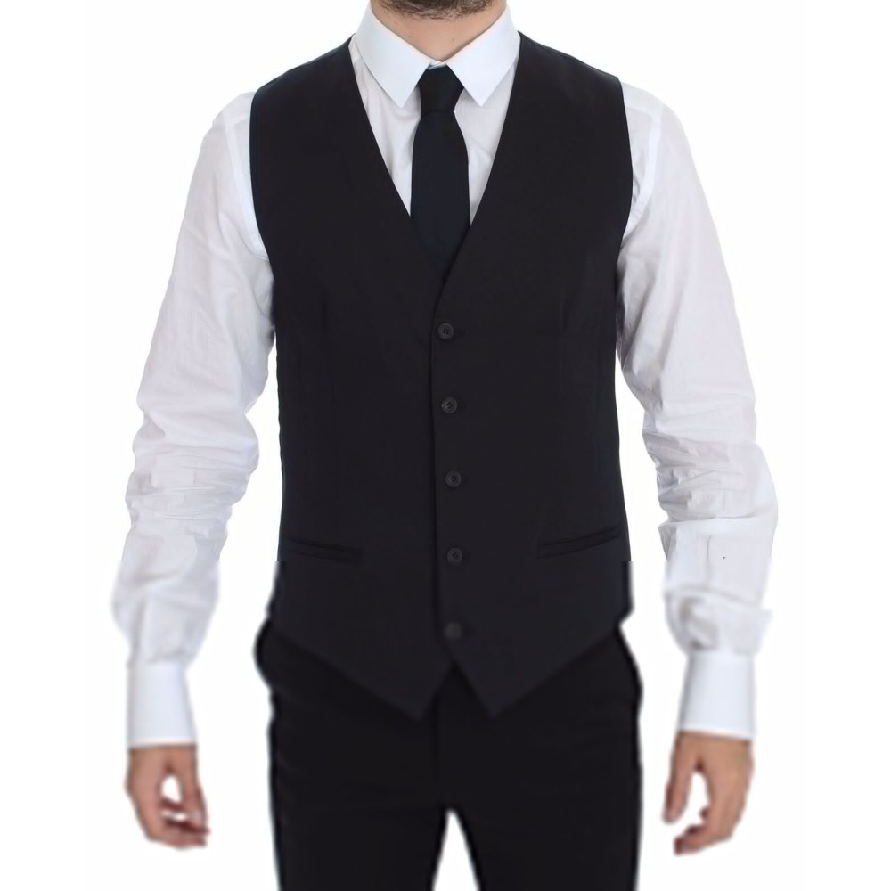 Dolce & Gabbana Elegantes blaues Baumwoll-Stretch-Kleid Vest
