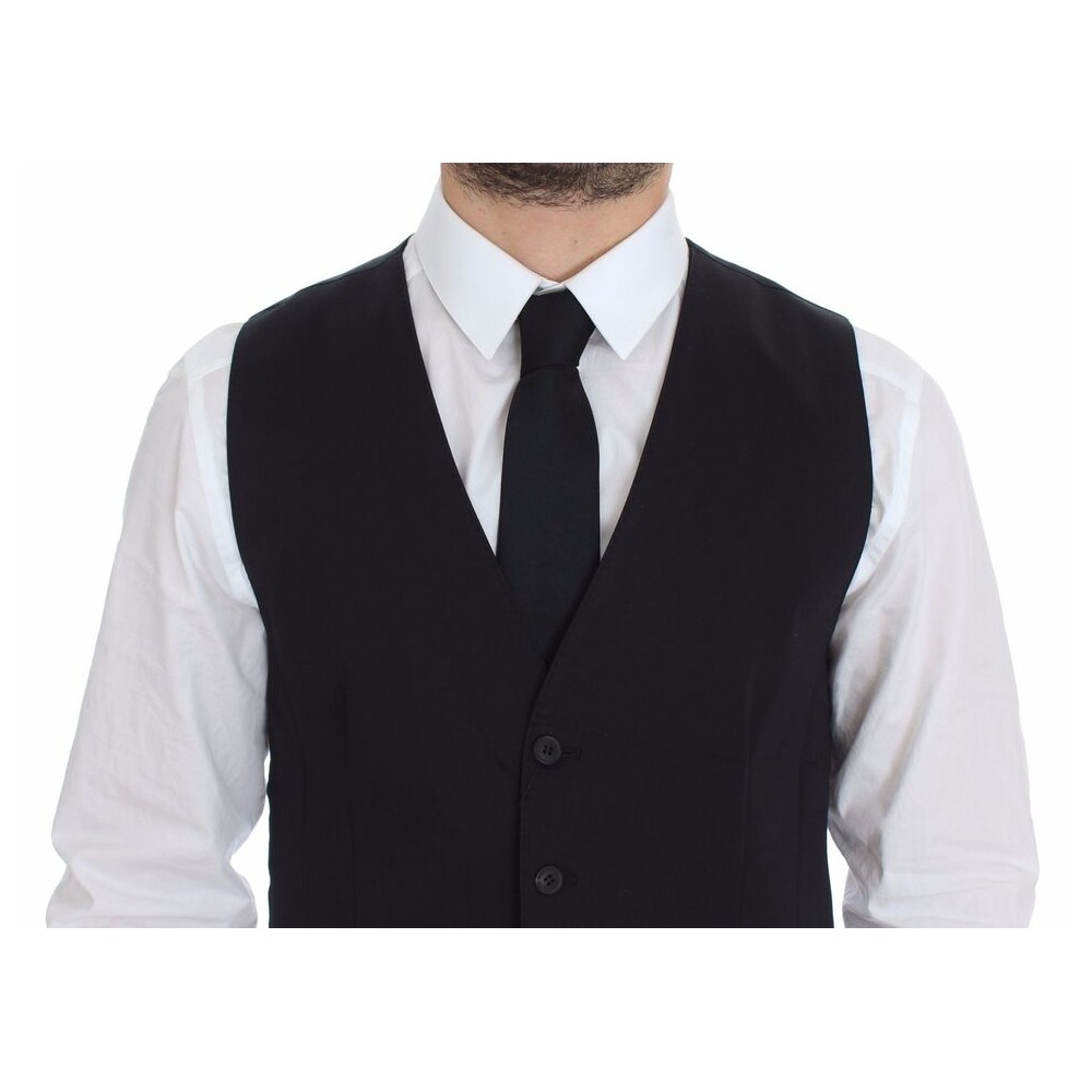 Dolce & Gabbana Elegantes blaues Baumwoll-Stretch-Kleid Vest