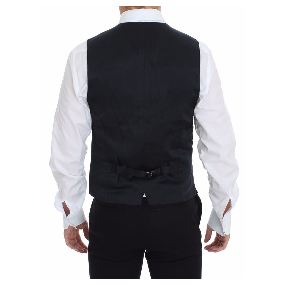 Dolce & Gabbana Elegantes blaues Baumwoll-Stretch-Kleid Vest
