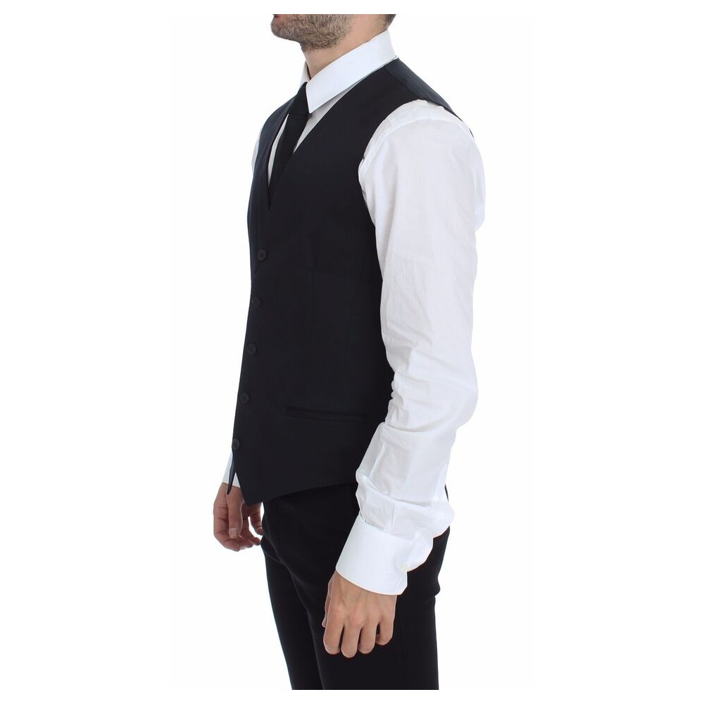 Dolce & Gabbana Elegantes blaues Baumwoll-Stretch-Kleid Vest