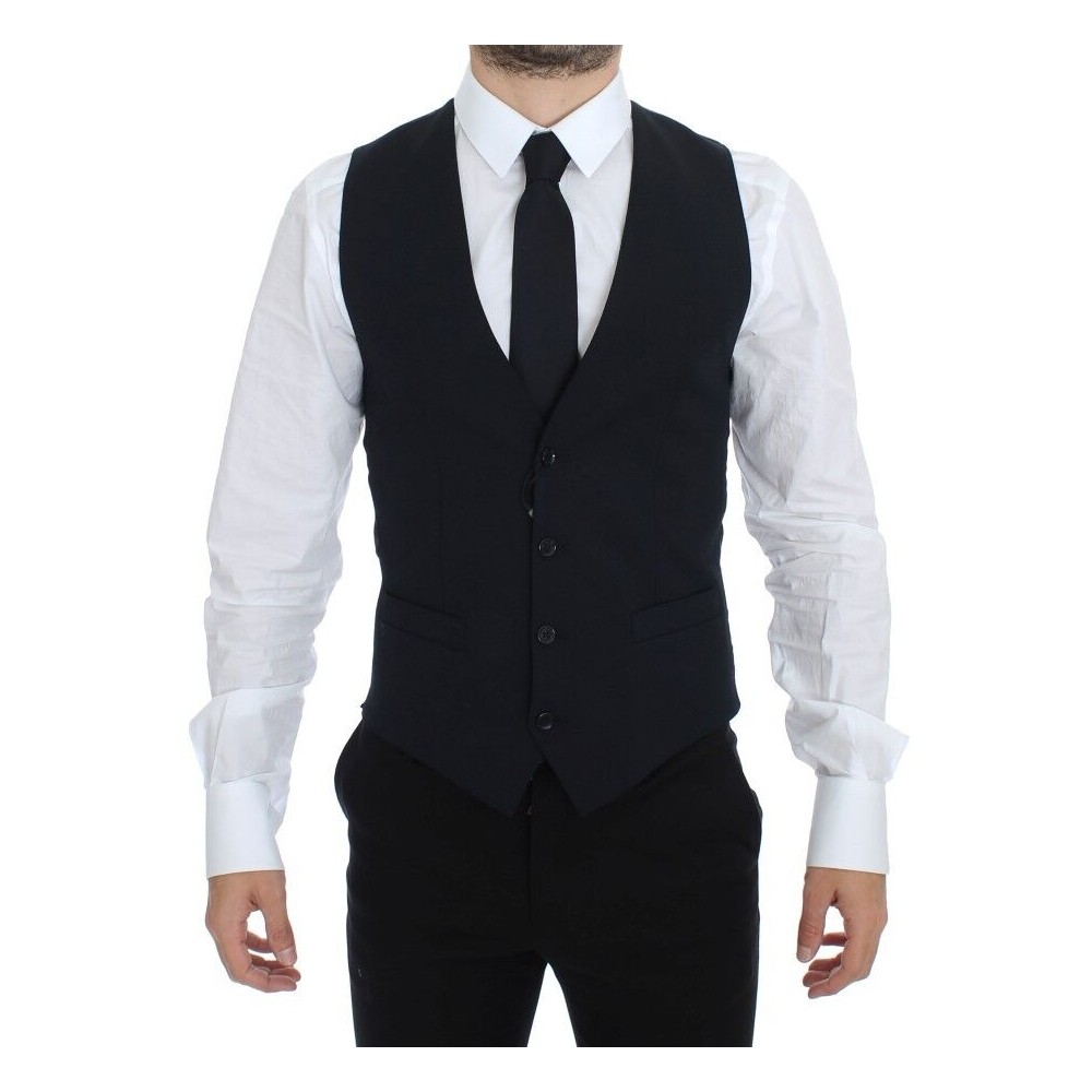 Dolce & Gabbana Elegantes blaues Wollkleid Weste