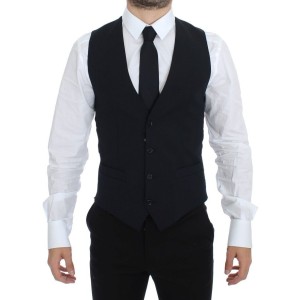 Dolce & Gabbana Elegantes blaues Wollkleid Weste