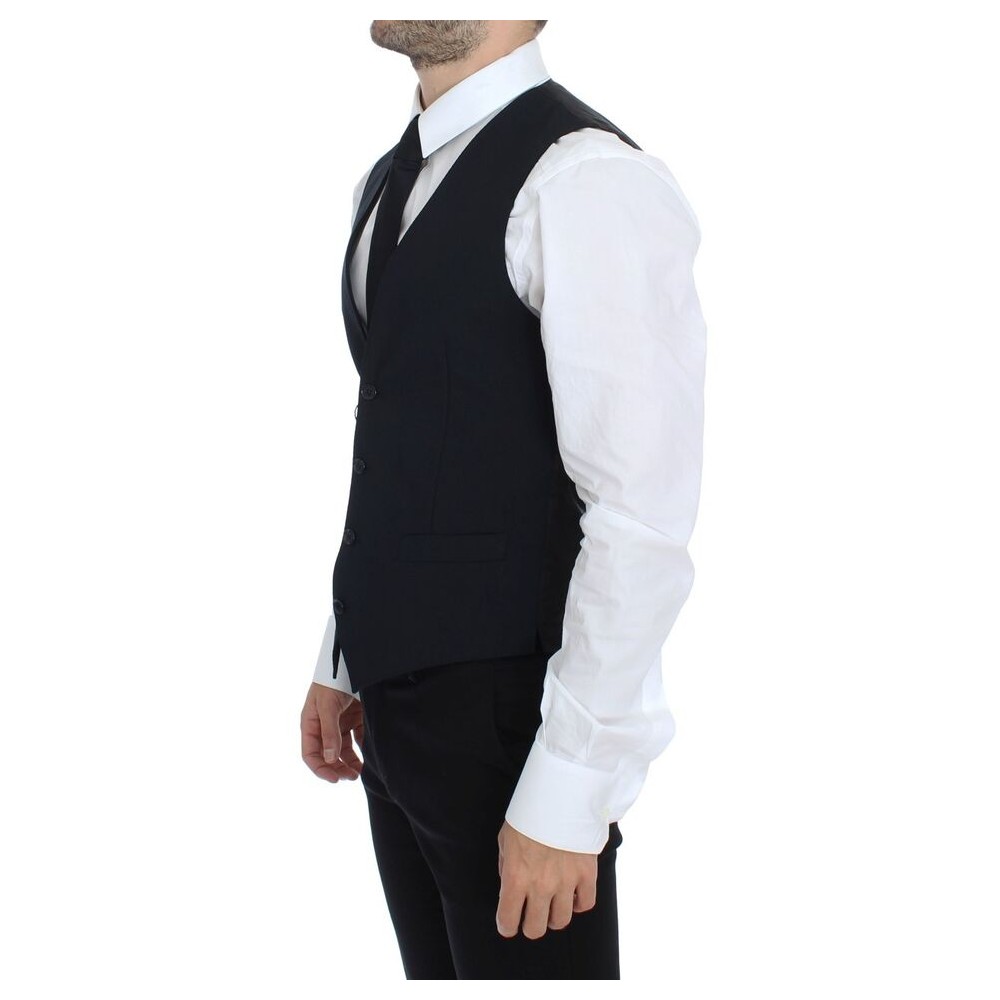 Dolce & Gabbana Elegantes blaues Wollkleid Weste