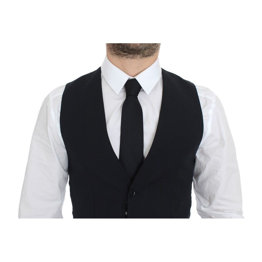 Dolce & Gabbana Elegantes blaues Wollkleid Weste